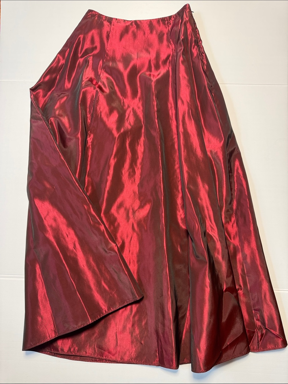 BETSEY JOHNSON Vintage Black Label Burgundy Satin Taffeta A-Line Maxi Skirt S